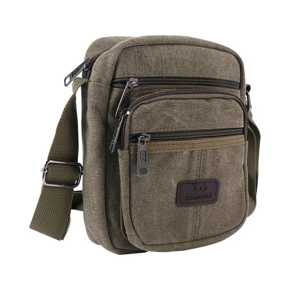Canvas single-shoulder bag Man Multifunctional Fashion Bag Canvas Single-shoulder Bag Small Capacity Crossbody Bag Durable Handbag Portable Casual Bag for Man Male Father Friend (Army Green)