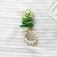 thumbnail image 4 of And Natural Wood Table Napkin Rings With Artificial Green Plants Small round Dining Table Set for 4 Modern, 4 of 5