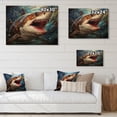 thumbnail image 4 of Designart "Geometric Glare Blue Shark Predators II" Animals Print on Natural Pine Wood, 4 of 5
