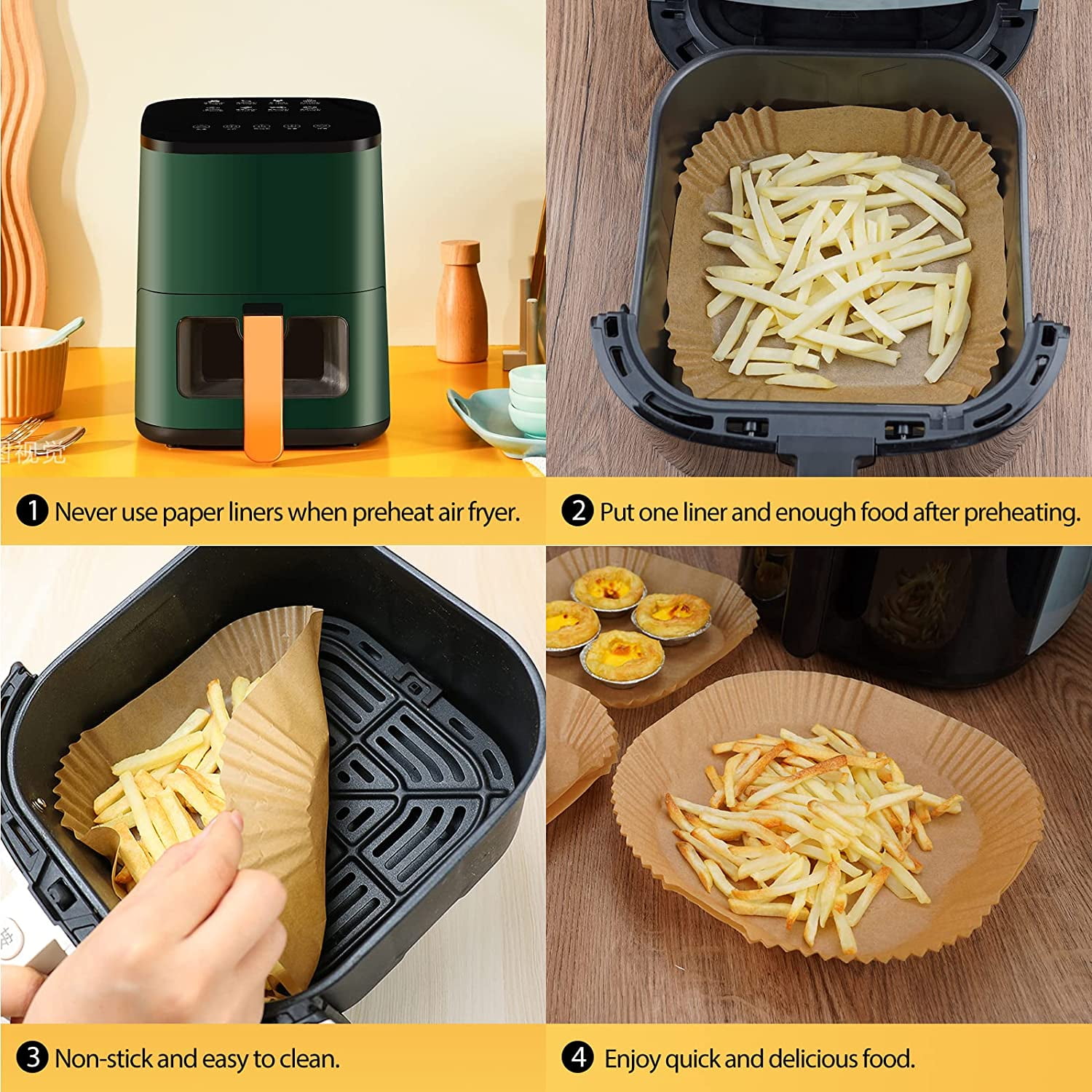 Air Fryer Liners Disposable Parchment: Bowl Shape 6.5 inch Round Paper Accessories - for 3 to 6 qt Airfryer & Grill