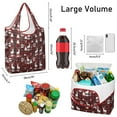 thumbnail image 3 of 5 Pack Foldable Shopping Bag,Red Christmas Plaid Deer and Tree Pattern Reusable Grocery Bags with Pockets,Large Reusable Tote Bags with Handles Waterproof & Lightweight, 3 of 6