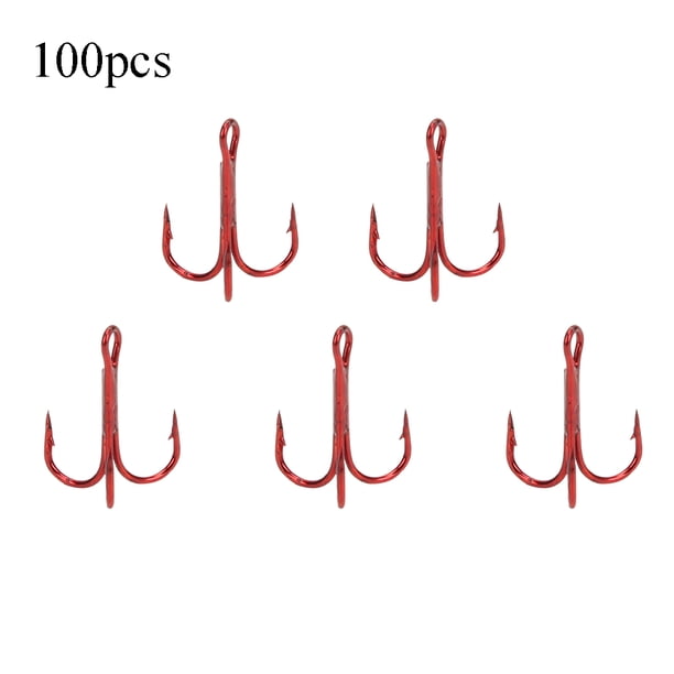100 Uds anzuelos triples rojos anzuelo de pesca de acero alto en carbono accesorios de pesca 10 #