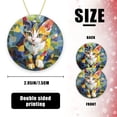 thumbnail image 2 of Funny Christmas Ornament,Geometric - Style Calico Cat,Xmas Round Ceramic Pendant, 2 of 6