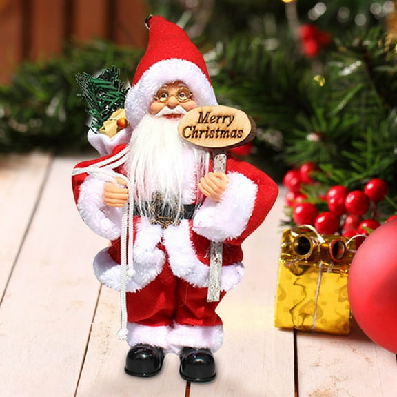Animated Christmas Decorations,Animated Santa Claus Toy,Christmas Santa Figurine Decoration Singing and Dancing Santa with LED Face and Song,Christmas Indoor Home Party Tabletop Decoration