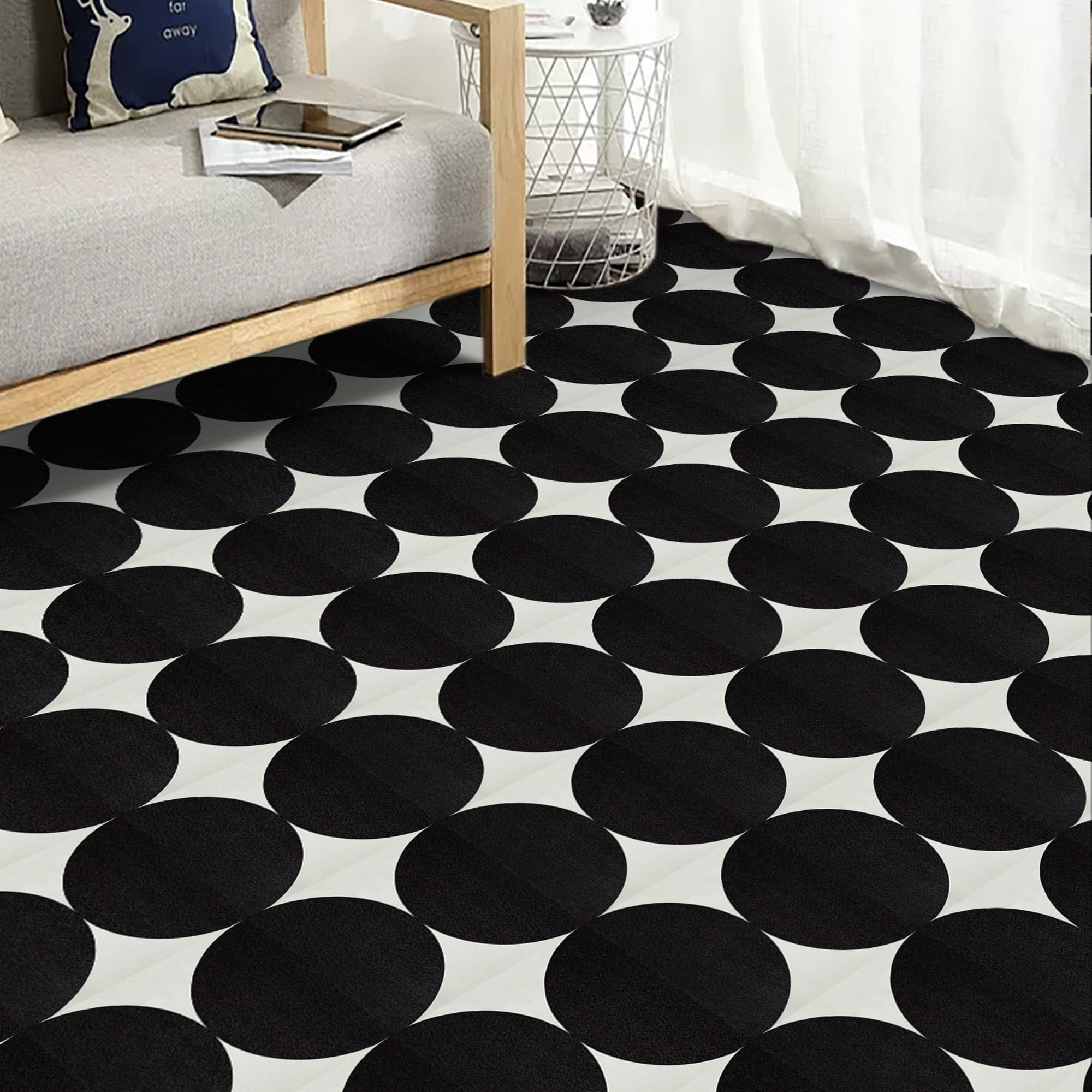 (3 pack) Abyssaly 12" x 12" (10Pcs) Peel and Stick Floor Tile Vinyl Flooring Removable Self- Adhesive for Bathroom, Kitchen (Black and White)