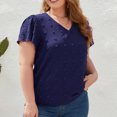 thumbnail image 4 of Wycnly Womens Blouses and Tops Dressy Going out Casual Lightweight Chiffon Jacquard Plus Size Tunic Shirts Summer Solid V-Neck Short Sleeve Cute Tees Tops Blue XL, 4 of 7