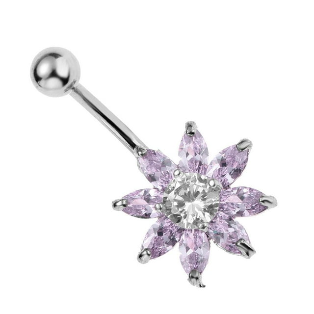 Rongfmy Nombril en Acier Inoxydable Vis Nombril Bijoux - et Rose, Simple +léger