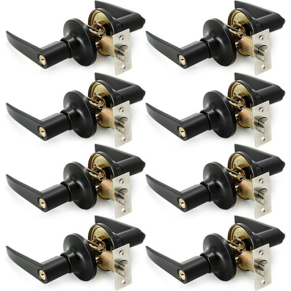 Villar Home Designs Door Lever Lara Black Keyed 8 Pack
