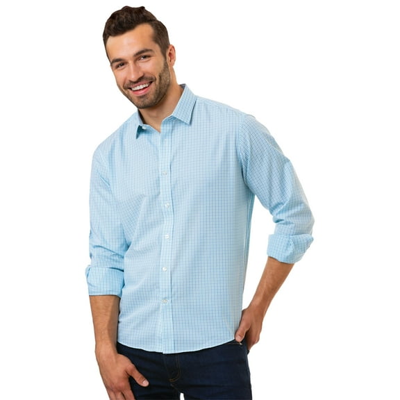 BlueGeneration Men'S L/S Untucked Plaid No Pocket Aqua 3 Extra Large Solid