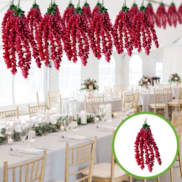 mfyjkho Orquídea artificial de 83 cm para techo, guirnalda colgante de plástico para decoración de arcos de boda, 1 unidad