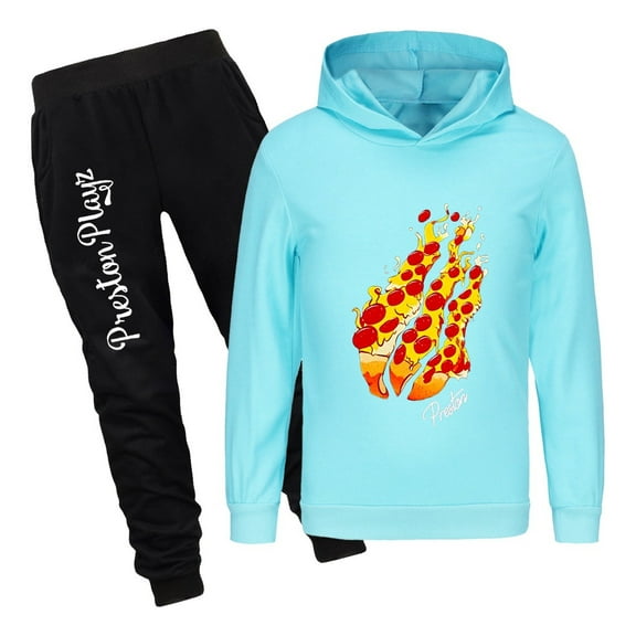 Preston Playz Gaming Tracksuit for Kids Flame Hoodie and Jogger Outfit Set Boys Girls Pullover and Pants Gift Set