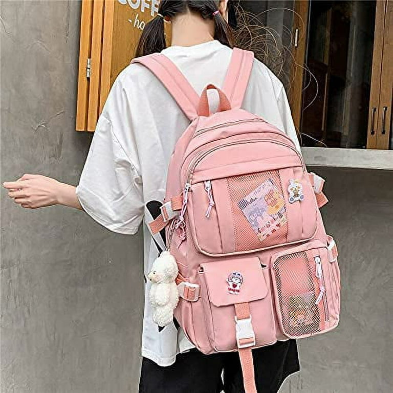 Cute Backpack Kawaii School Supplies Laptop Bookbag Back to School and Off to College Accessories Pink