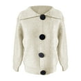 thumbnail image 4 of Ediodpoh Big Button Knitted Jacket Women's Fashion Retro Lapel Cardigan Sweater Women's Autumn and Winter Loose Style Womens Cardigan Sweaters White, 4 of 4