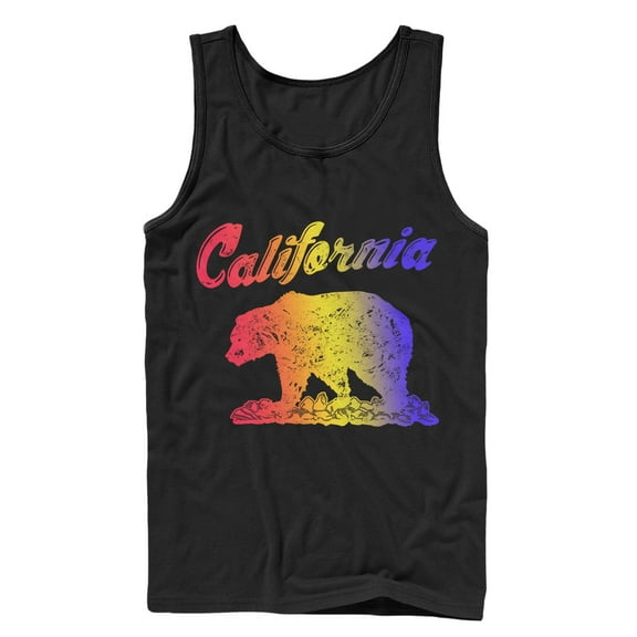 Men's Lost Gods Rainbow California Bear Tank Top Black Large