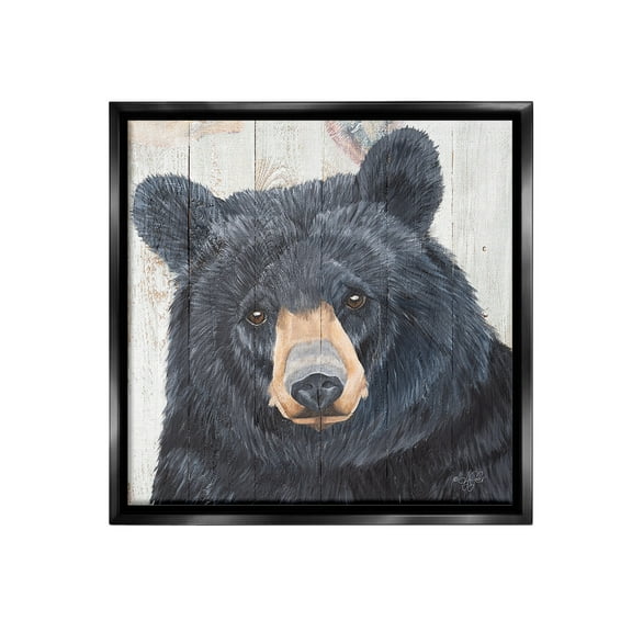 Stupell Industries Rustic Black Bear Animals & Insects Painting Black Floater Framed Canvas Art Print Wall Art, 18 x 18