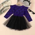 thumbnail image 4 of XEGLSBU Toddler Girls Dresses Long Sleeve Cartoon Halloween Prints Mesh Dress Outfits Dark Purple Size 12-18 Months, 4 of 8