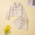 thumbnail image 3 of MHZLDYZ Size 6 Girls Clothes Child Kid Girl Coat Clothes Sets Baby Girls Clothing Suit Solid Long Sleeve Buttons Top Shorts 2Pcs Outfits Outfits for Girls Girls Outfits Size 6 (A,110), 3 of 6