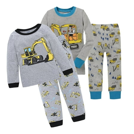 

KYAIGUO Toddler Boys Excavators Pajama Set 2-Piece Baby Cartoon Snug-Fit Cotton Pjs Loungewear for 1-7 Years Old