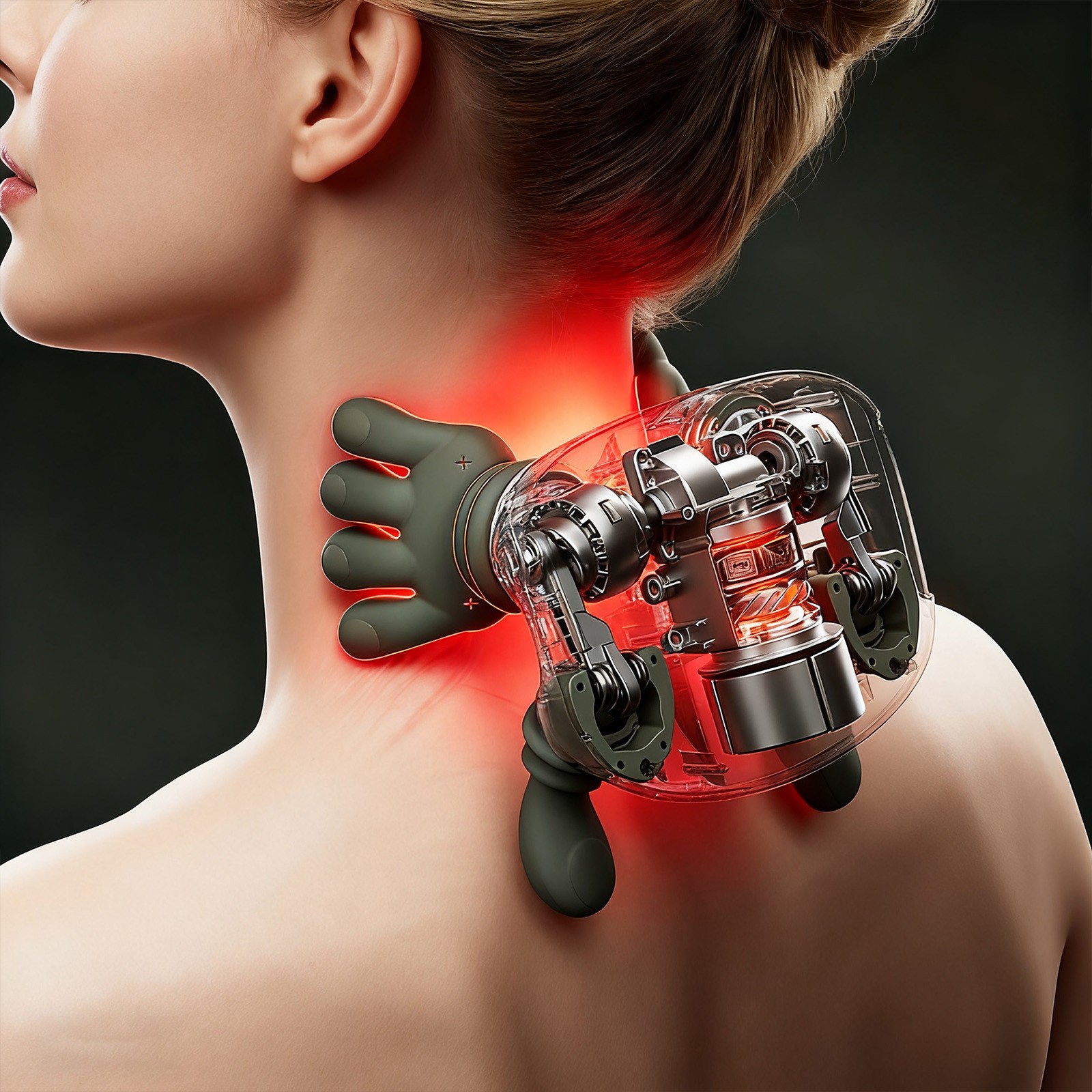 Chanana Bionic Heated Massager, Portable Shiatsu Neck and Back Massager, Electric Deep Tissue 4D Kneading Massage, Simulated Human Hand Design for Pain Relief and Muscle Relax