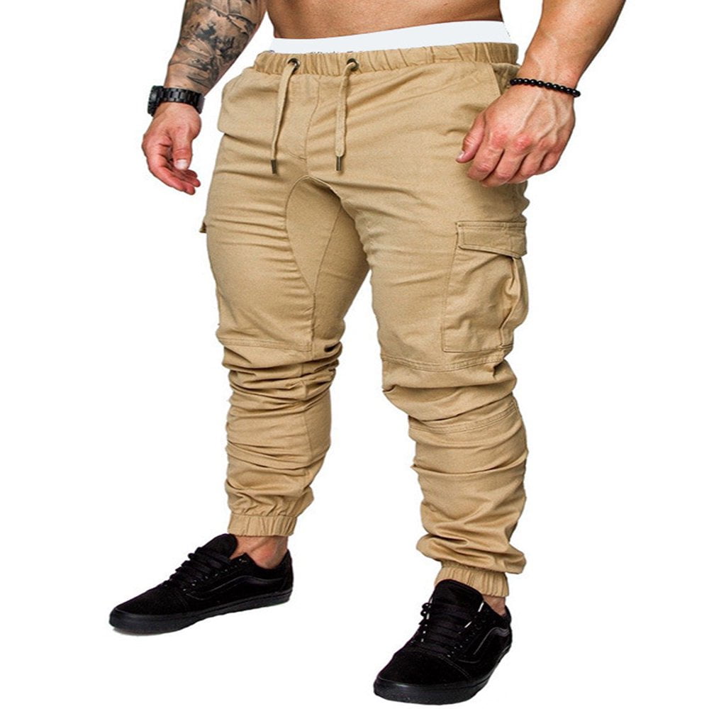 Pantalon Cargo Homme Pantalon de Survetement Slim Fit Jogger Cordon Elastique Pantalon d Exterieur avec Poches