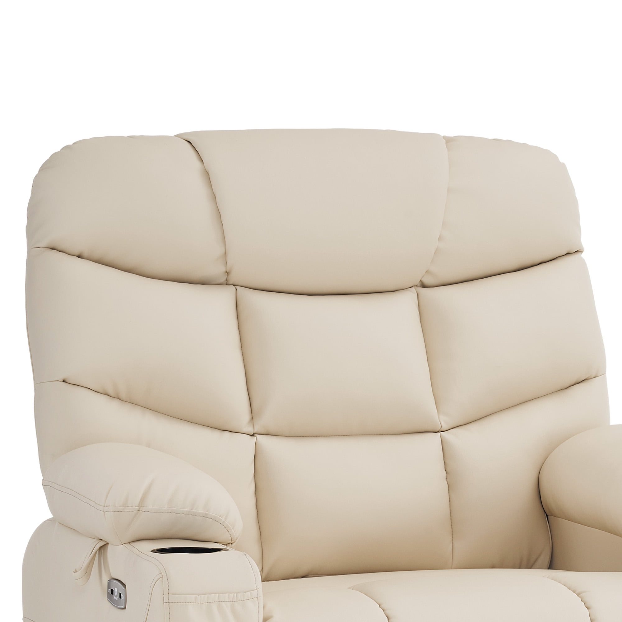 MCombo Power Lift Recliner Chair with Extended Footrest for Elderly, Faux Leather(Cream White)