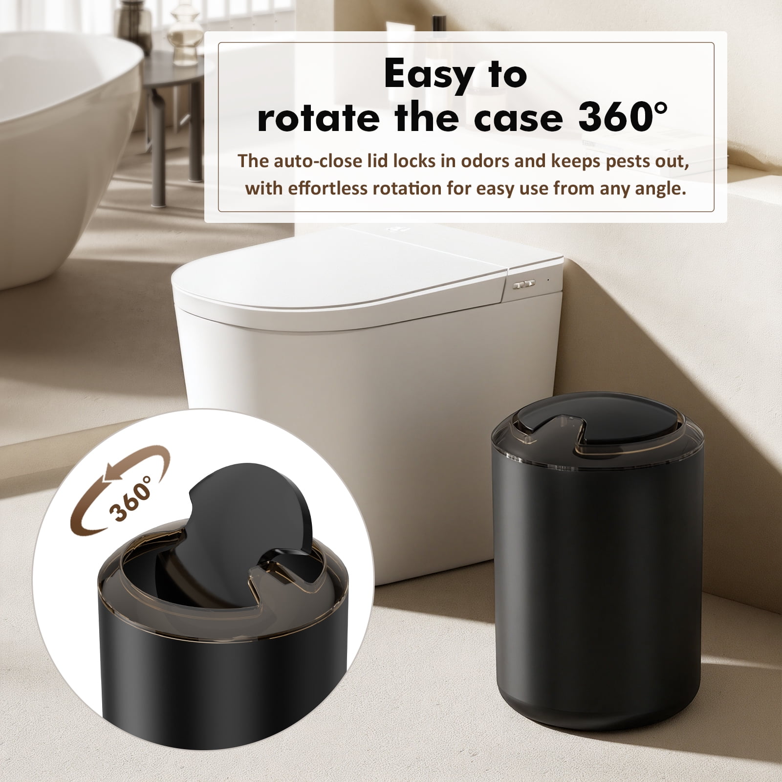 Yeabett 8 Pieces Bathroom Accessory Set, Bath Sets with Trash Can, Soap Dispenser and Toothbrush Holder, Soap Dish,Toilet Brush Holder for Home Washing Room