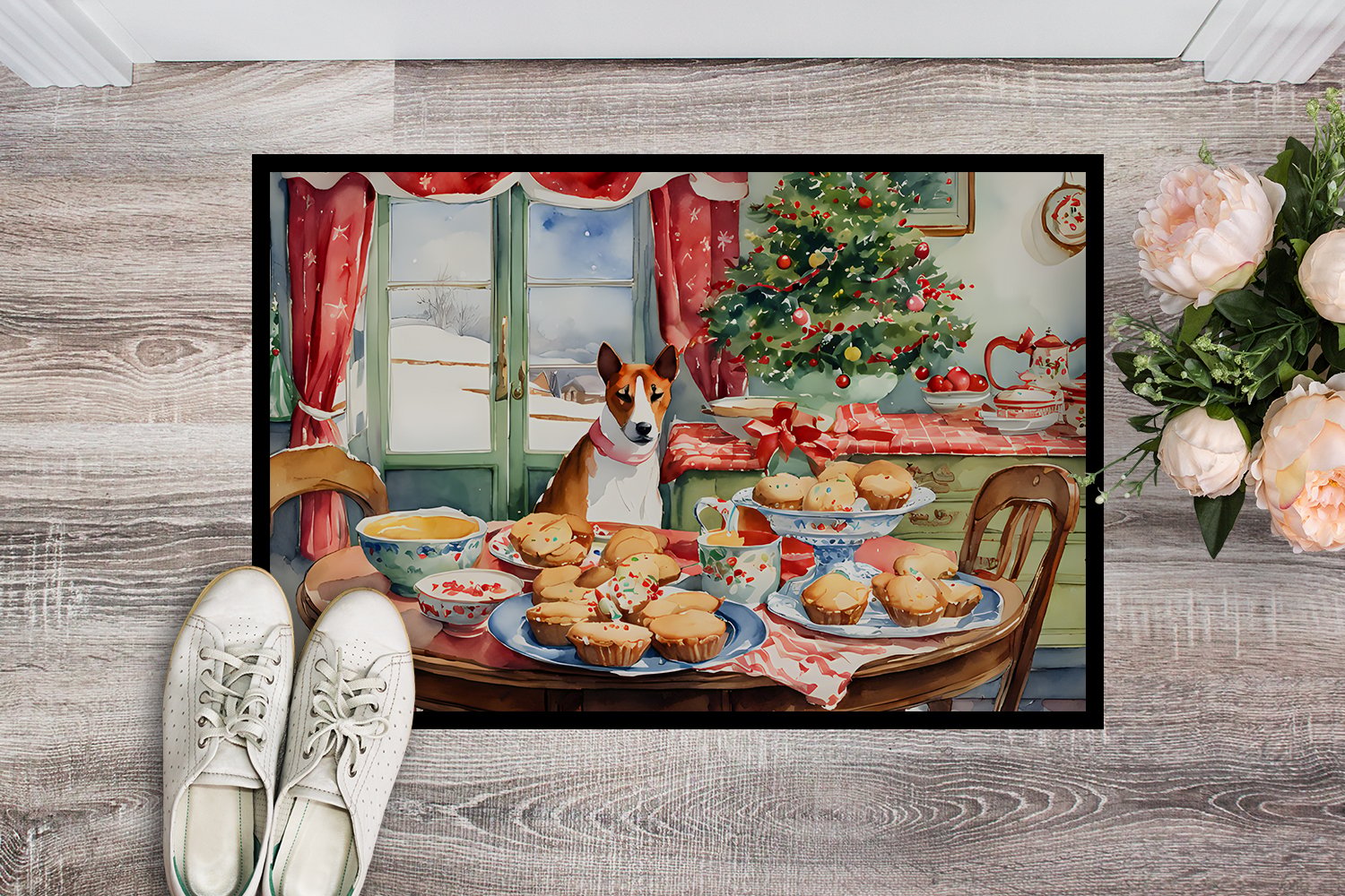 Carolines Treasures DAC3720MAT 18 x 27 in.  Basenji Christmas Cookies Doormat