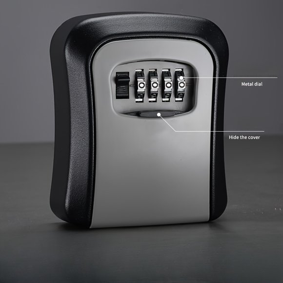 QJUHUNG 1 Pce Boîte de Serrure à Clé Portable Combinaison à 4 Chiffres Support Mural et Crochet de Suspension Code Réinitialisable Résistant aux Intempéries Rangement Extérieur Sécurisé pour Clés de Maison Matériau ABS Sécurité Industrielle