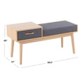 thumbnail image 4 of LumiSource Natural Wood, Grey Fabric Telephone Bench, 4 of 9