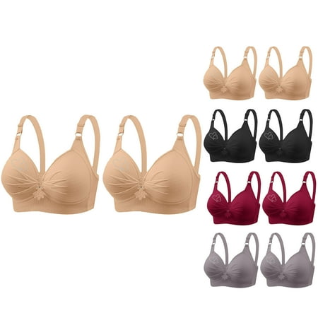 Kmdttou 3PC Shaper-mint Bra Push-Up Printing Gathered Together Large Size Daily Bra Underwear No Rims