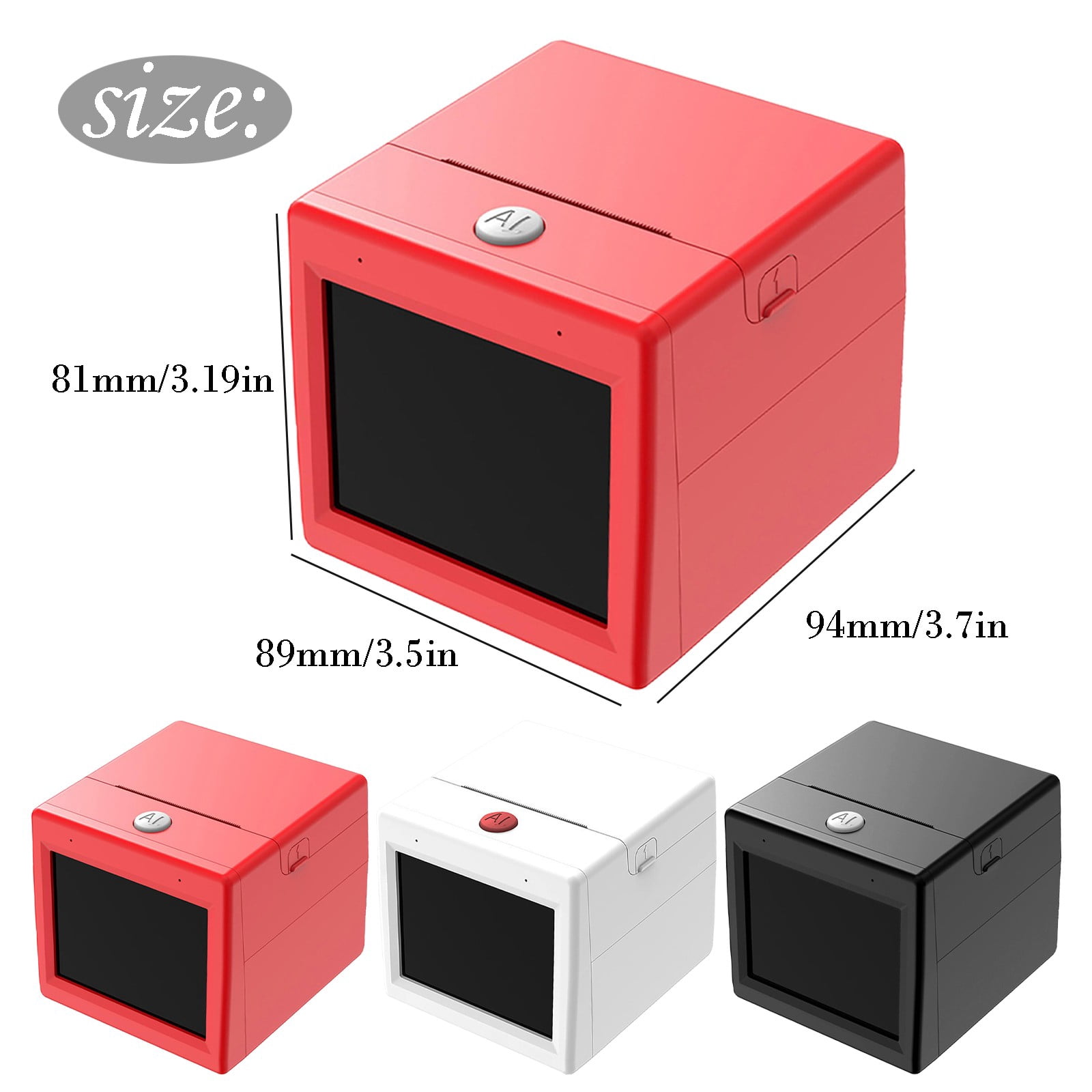 AI Voice-Powered Sticker Maker,Portable Thermal Printer with 4 Art Modes,Reusable Smart Inkless Sticker Maker,3.19x3.5x3.7 inch Custom Sticker Machine Box for Journaling,DIY Crafts (Red)