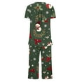 thumbnail image 4 of Lorytime Women Christmas Pajamas Sets Snowman Short Sleeved Crew Neck Button Tunic Tops Capri Pants Cozy Sleepwear Gift, 4 of 5