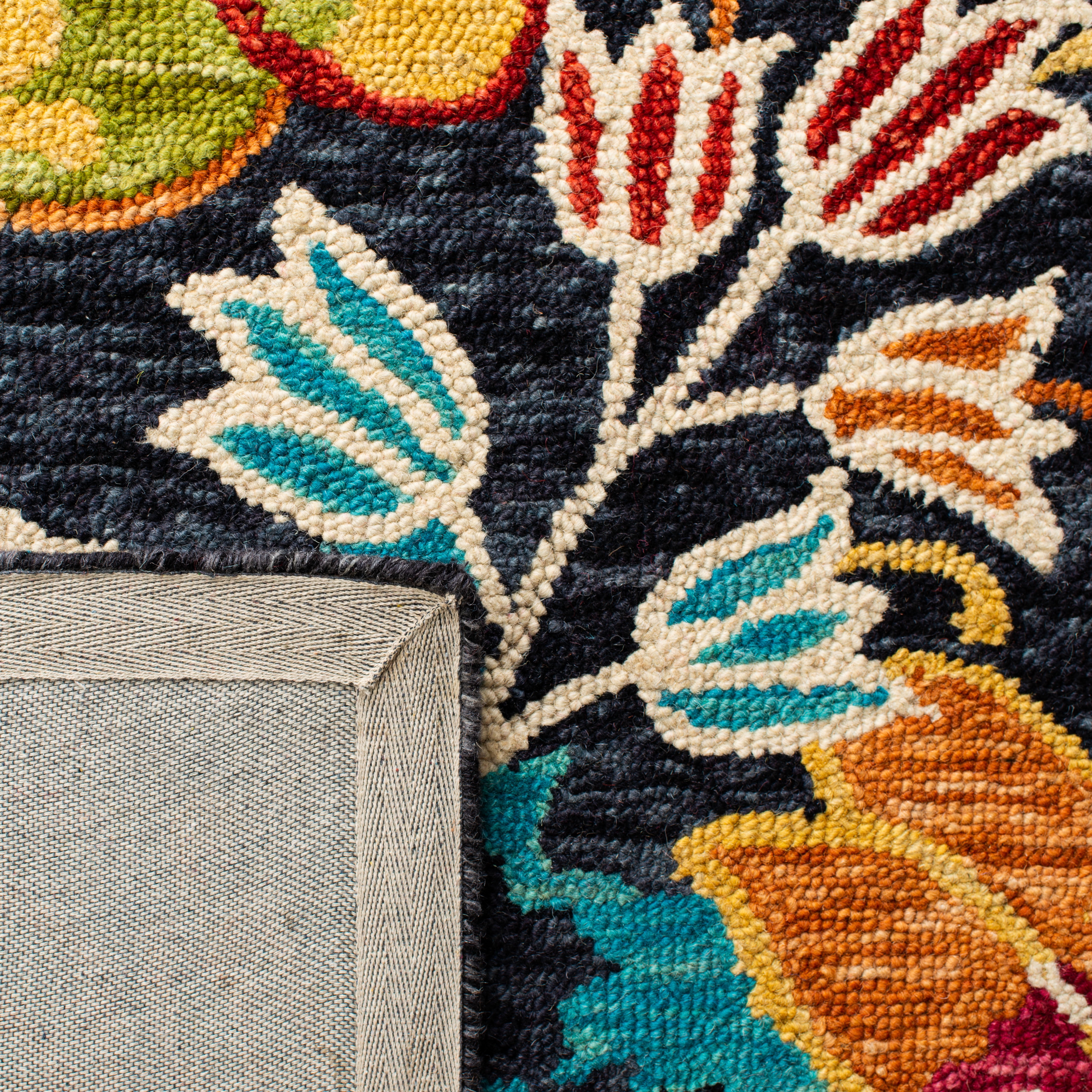 SAFAVIEH Aspen Candelario Colorful Floral Wool Area Rug, Charcoal/Blue, 9' x 12'