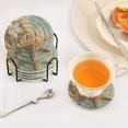 thumbnail image 3 of 6 Pcs Drink Coasters with Holder 3.94in Woven Coasters for Drinks Starfish with Flowers Coaster Set for Protection Table, 3 of 7