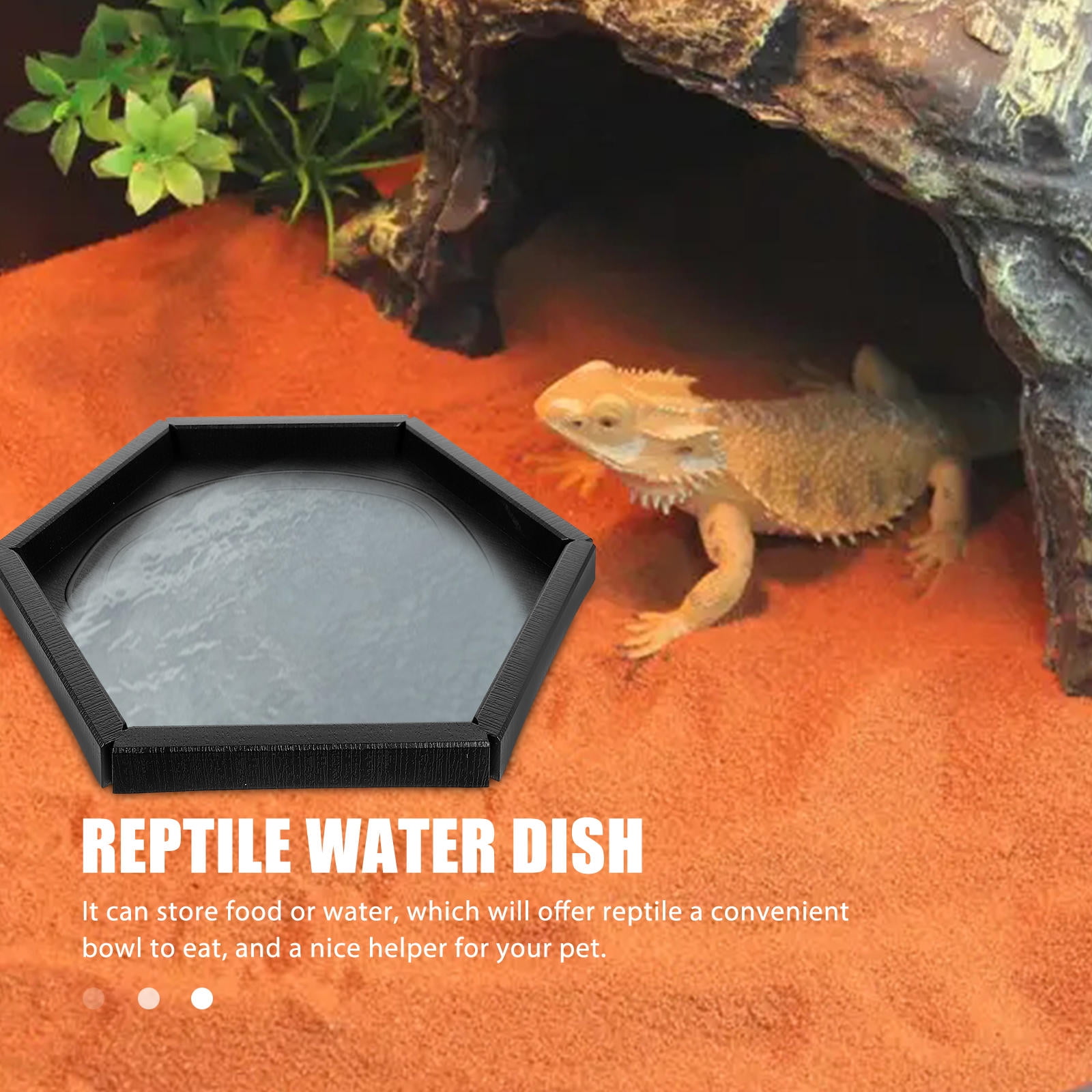 OUNONA 3Pcs Reptile Water Bowl Black Plastic Feeding Dish for Lizards and Small Reptiles