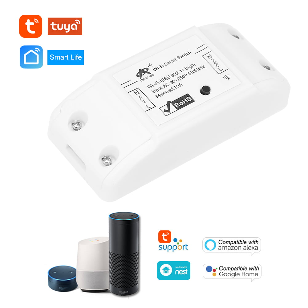 Smart Light 2 gang 2 voies Compatible avec Alexa Echo Google Home Module interrupteur Wi-Fi DIY Smart Life // Tuya App t/él/écommande