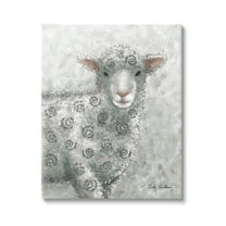 Stupell Industries Spiral Patterned Sheep Animals & Insects Painting Gallery Wrapped Canvas Print Wall Art, 36 x 48