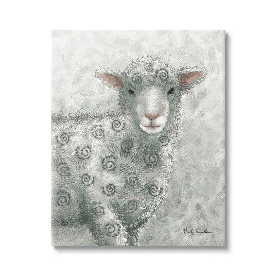 Stupell Industries Spiral Patterned Sheep Animals & Insects Painting Gallery Wrapped Canvas Print Wall Art, 36 x 48