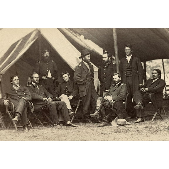 Ulysses Grant and Staff at City Point Civil War - 12x18 Inch Laminated Poster - Stunning Detail and Bold Colors