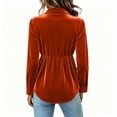 thumbnail image 3 of Party Tops for Women Sequins Velvet Patchwork Button Down Collar Dressy Blouses Long Sleeve Elegant Shirts (XL, Orange), 3 of 6
