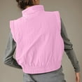 thumbnail image 4 of qolati Womens Puffer Vest Cropped Lightweight Button Down Quilted Vest Scrunch Stand Collar Sleeveless Padded Gilet Coat with Pockets Pink L 8, 4 of 8