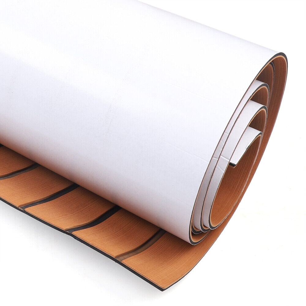 106''X35'' Eva Foam Teak Sheet, Marine Flooring Mat Yacht Decking Pad Wood Faux Teak EVA Foam Brown