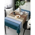 thumbnail image 6 of Blue Brown Table Cloth, Farmhouse Wood Grain Vintage Vertical Striped Waterproof Tablecloth for Rectangle Tables, Reusable Washable Fabric Table Cover for Restaurant Kitchen Dining Tables 60"x120", 6 of 6