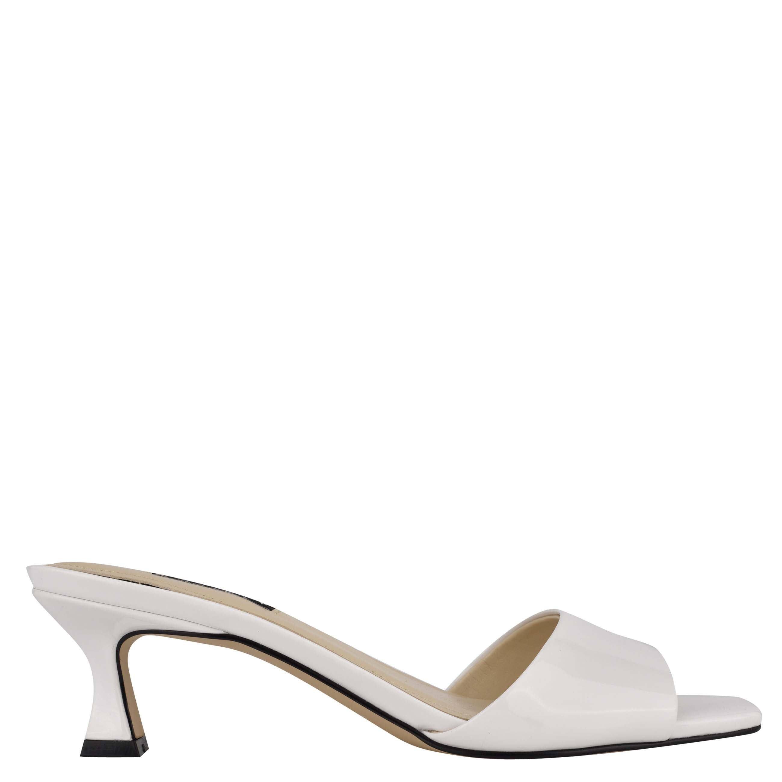 【Nine West】スマッシュ Nine West Indra White Square-Toe Low Heel Leather Sole