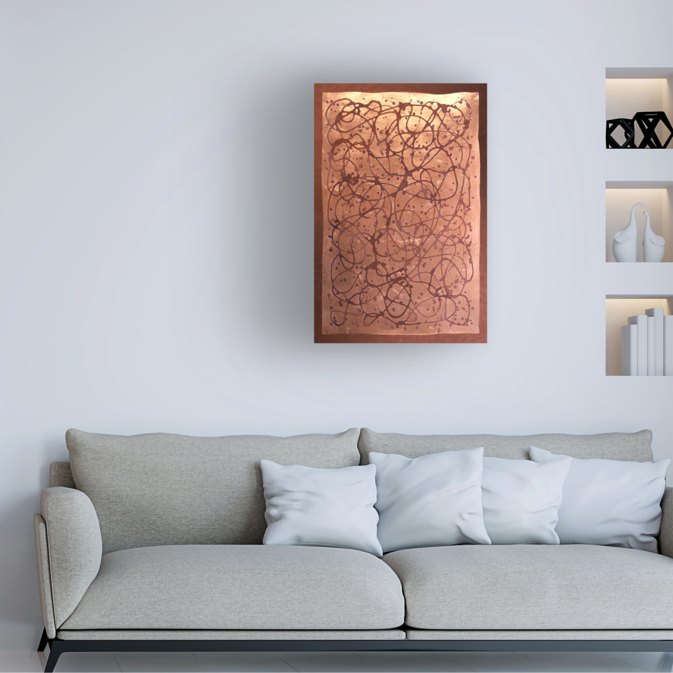 Canvas Wall Art - Vanna Lam 'Graffiti in Copper I' Wall Art for Living Room, Bedroom, or Office Décor by Trademark Fine Art - 22 x 32 Inches