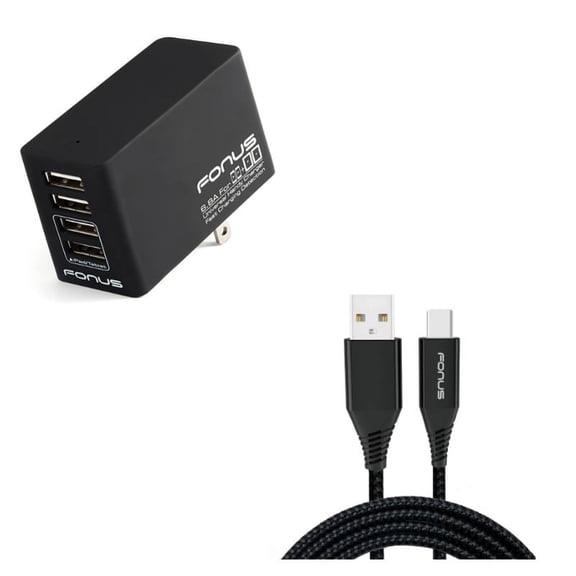 34W Home Charger w Type-C 6ft USB Cable N4G for Acer Liquid Jade Primo - Alcatel PulseMix, 7, Idol 5S 5 4S - ASUS Zenfone V Live, ROG Phone, AR 6 5z 4 Pro - Blackberry Motion, Key2, KEYone, LE