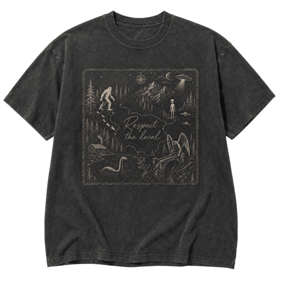 Lotusprint LLC Cryptid Map Classic Unisex T-Shirt Comfort, Forest Legends Adventure Graphic Tee