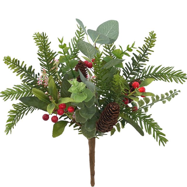 Artificial Leaf Pick Realistic Fake Greenery Stem Faux Leaf Branch for Christmas