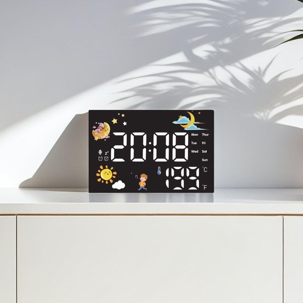 Zeiwohndc Digital Display Alarm Clock Real Time Temperature Monitoring Calendar Feature