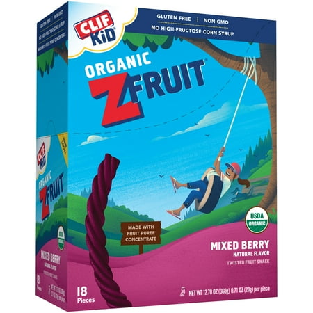 Clif Kid ZFruit Organic Mixed Berry Twisted Fruit Pouches, 0.17 Oz., 18 Count